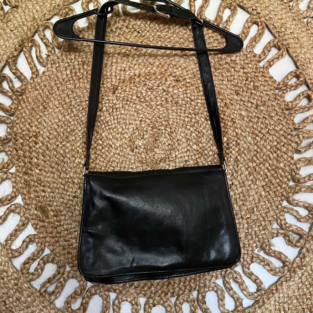 Vintage 1970s black leather purse/handbag - image 7