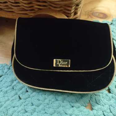 DIOR Velvet Makeup popular Pouch Bag NAVY with Gold Trim around Zipper NEW