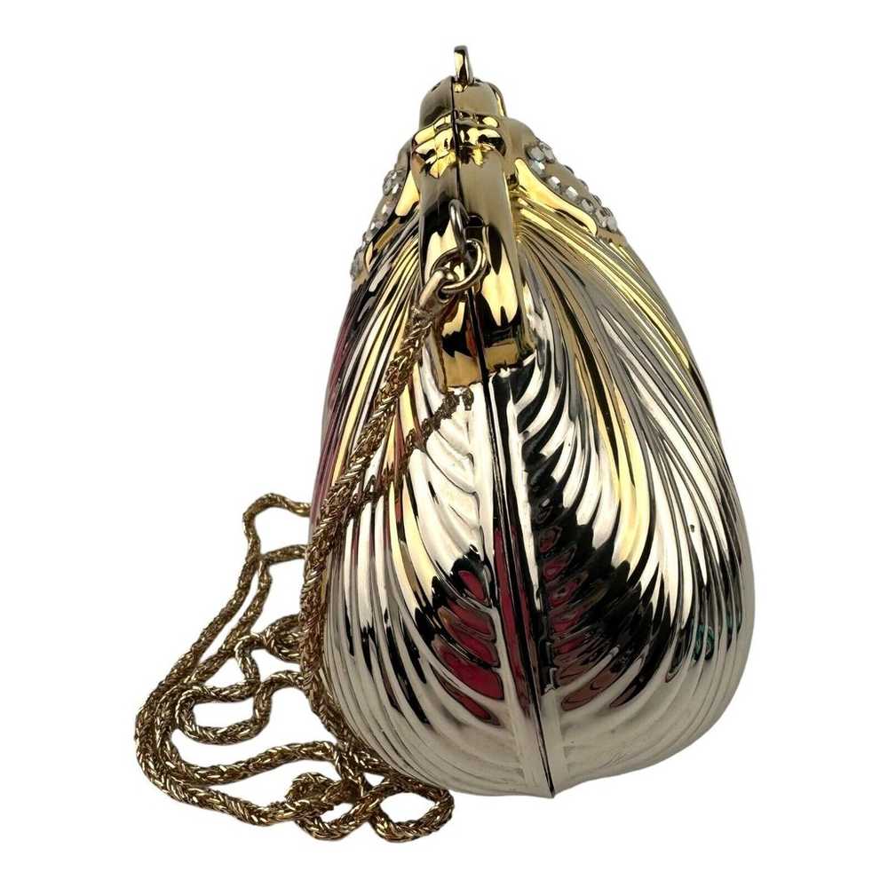 Vintage Hard Clam Shell Evening Clutch With Gold … - image 4