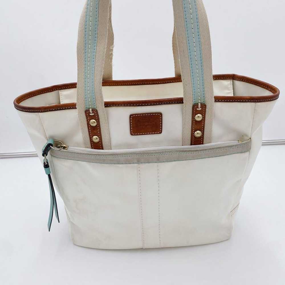 COACH Coach Handbag Mini Tote Bag White Nylon Lea… - image 1