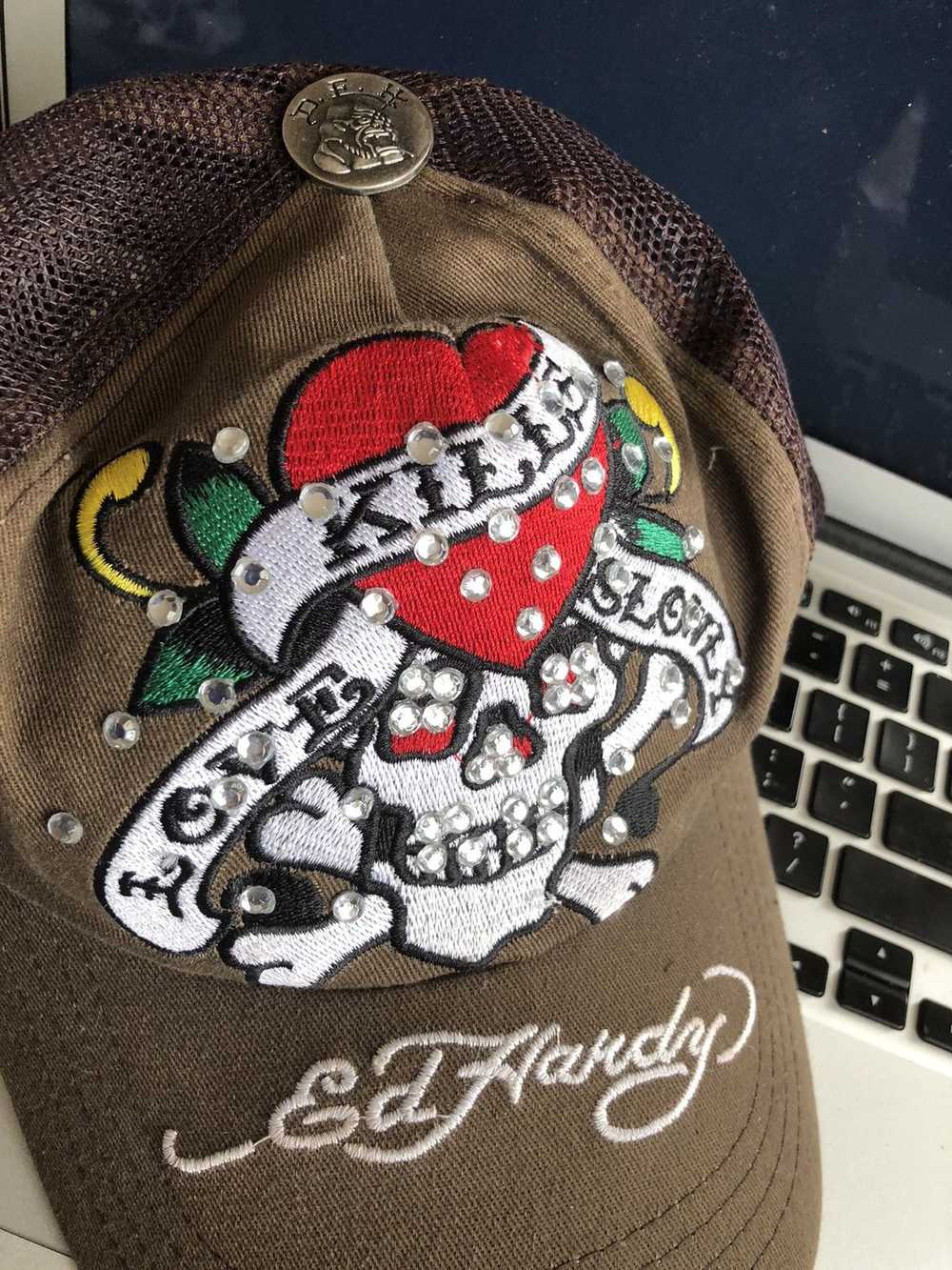 Ed Hardy × Hat × Streetwear Y2k skull vintage Ed … - image 2