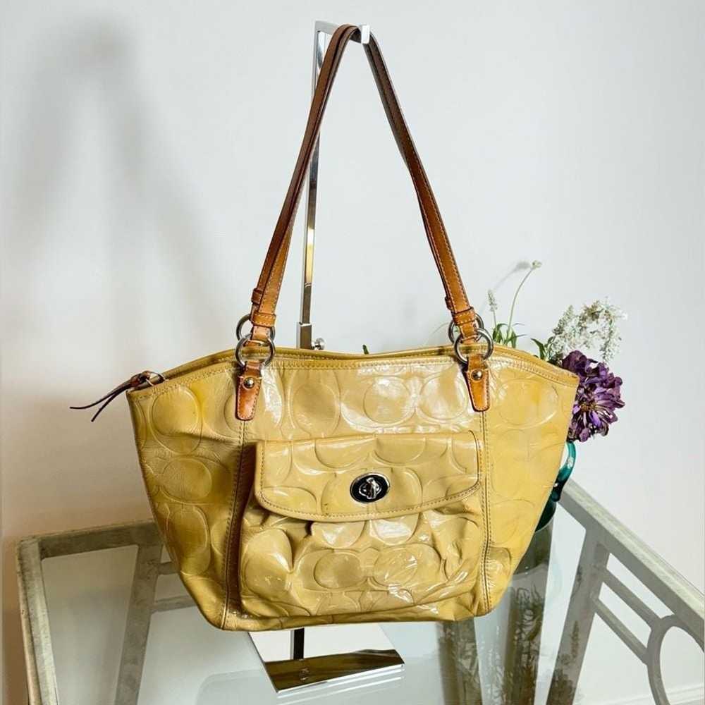 Coach Leah Signature Embossed Yellow Shoulder Bag - image 1