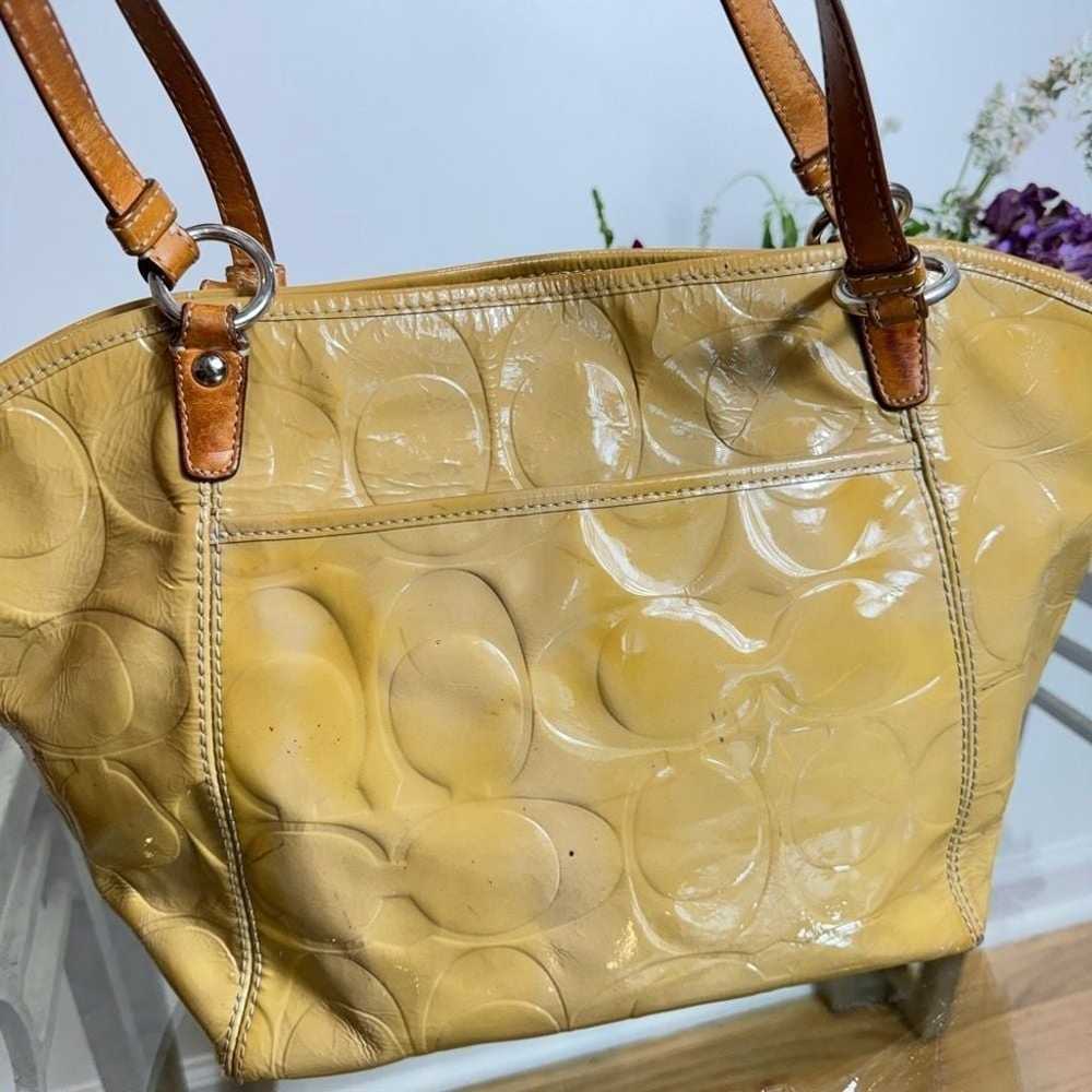 Coach Leah Signature Embossed Yellow Shoulder Bag - image 4