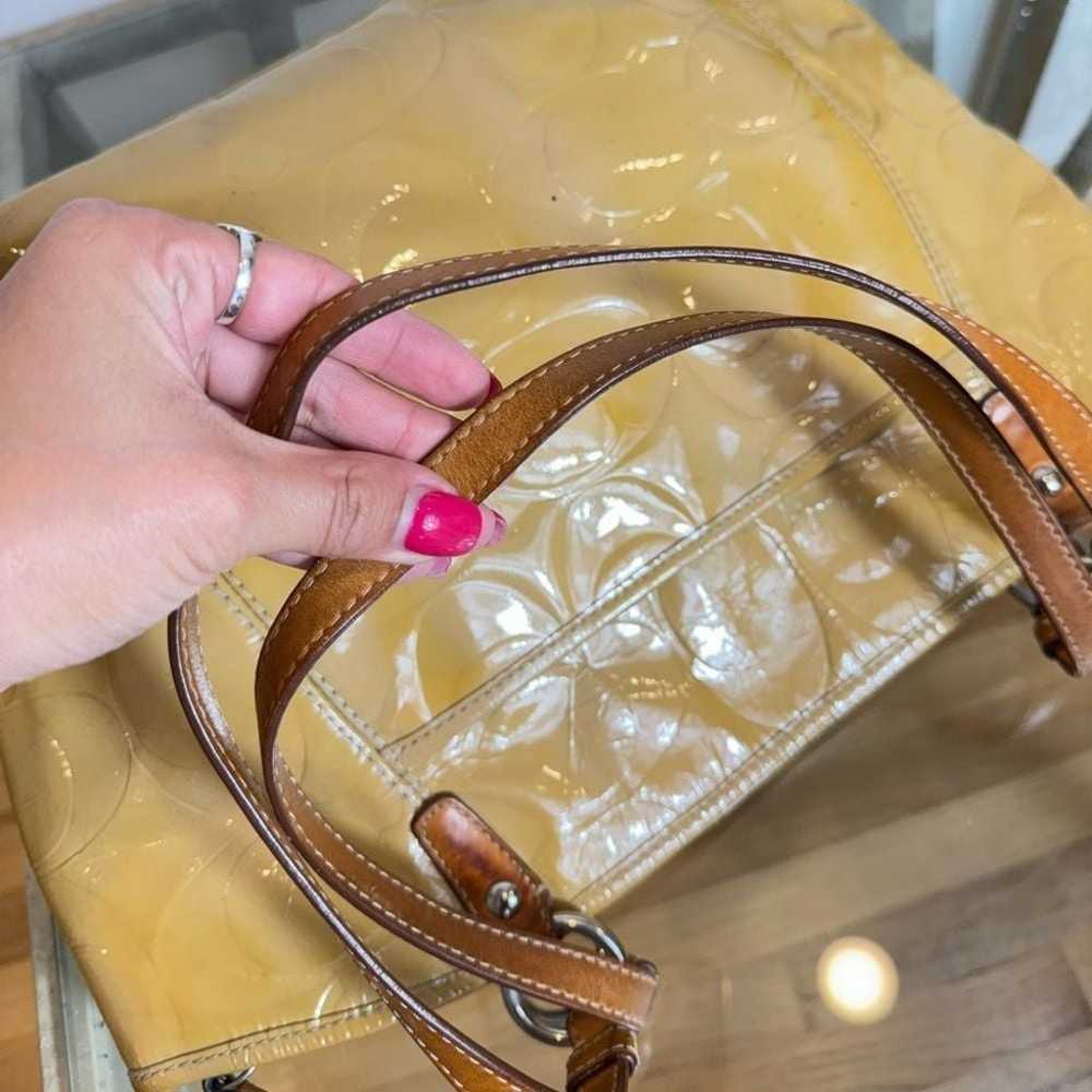 Coach Leah Signature Embossed Yellow Shoulder Bag - image 7