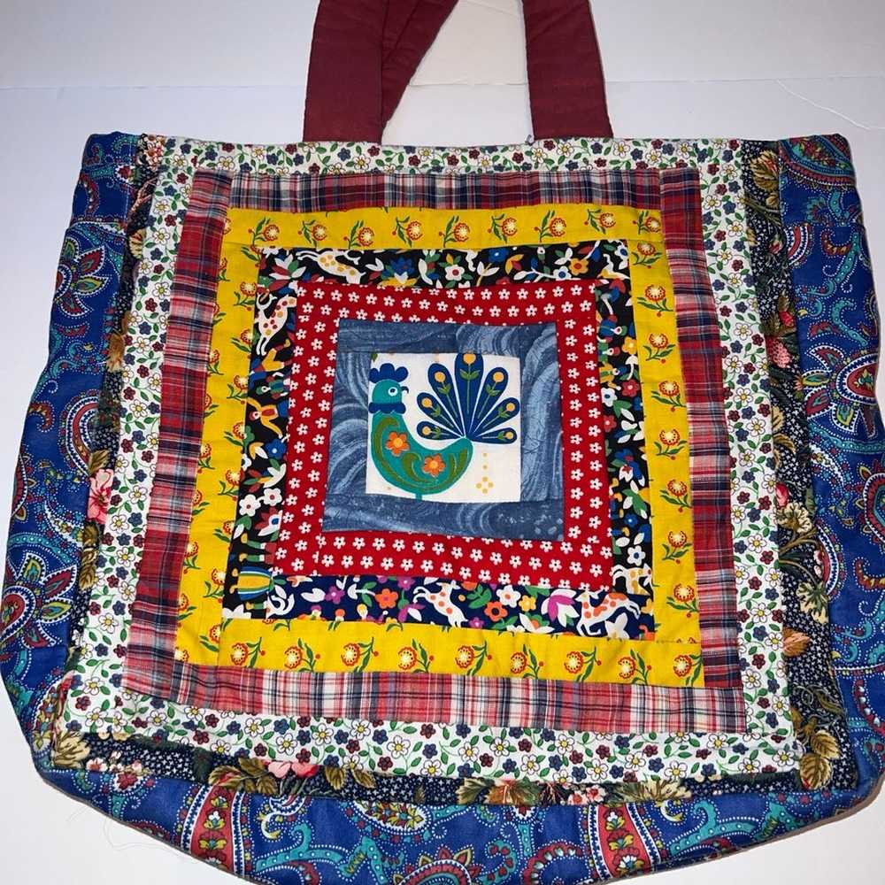 baggy Vintage Quilted Floral Purse Patchwork Bag … - image 4