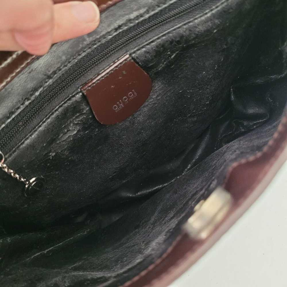 GUCCI GG Vintage Shoulder Bag Brown Patent Leathe… - image 6