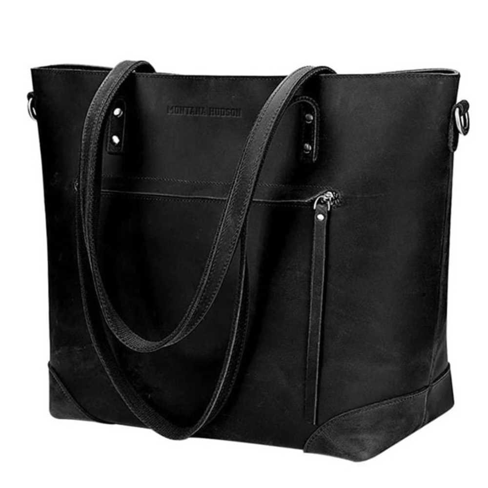 MONTANA HUDSON EVA LEATHER ZIP TOTE BLACK - image 1