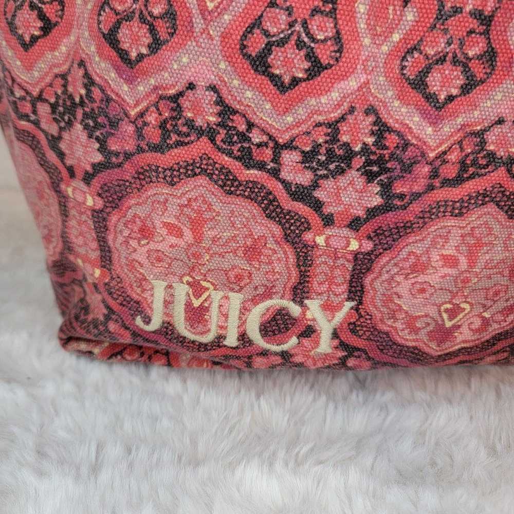 Juicy Couture 2009 Persian Red Leather Trim Tote … - image 2