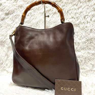 【Excellent condition】GUCCI Bamboo 2way Handbag Le… - image 1