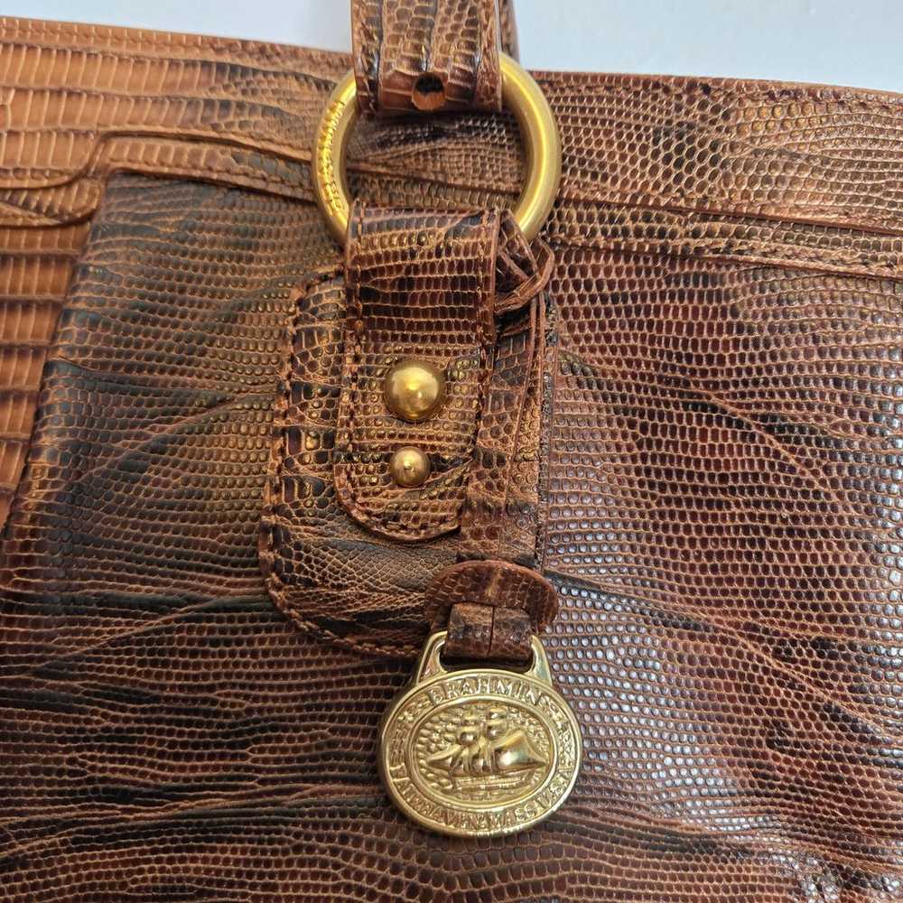 Vintage Brahmin Brown Croc Embossed Leather Tote … - image 3