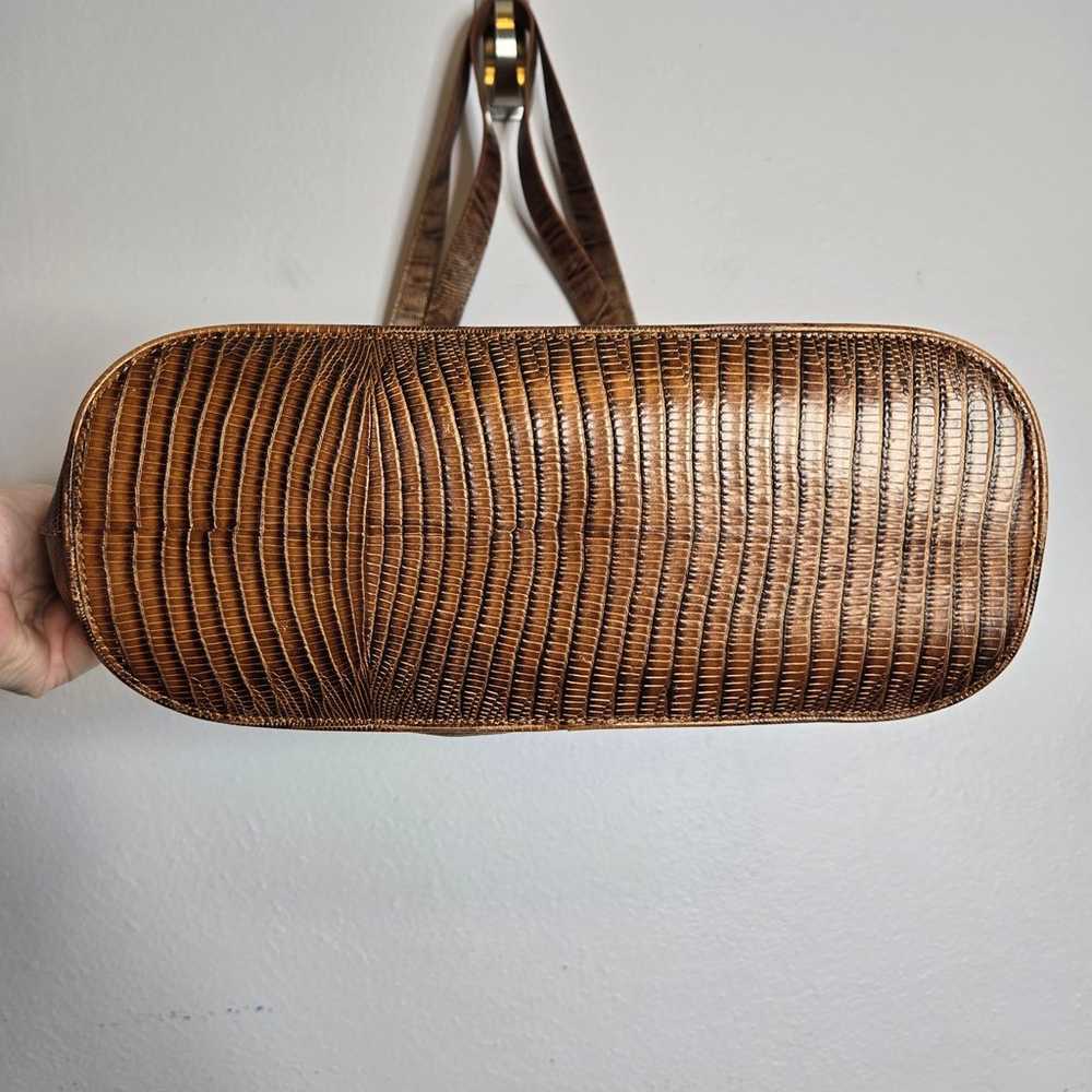 Vintage Brahmin Brown Croc Embossed Leather Tote … - image 4