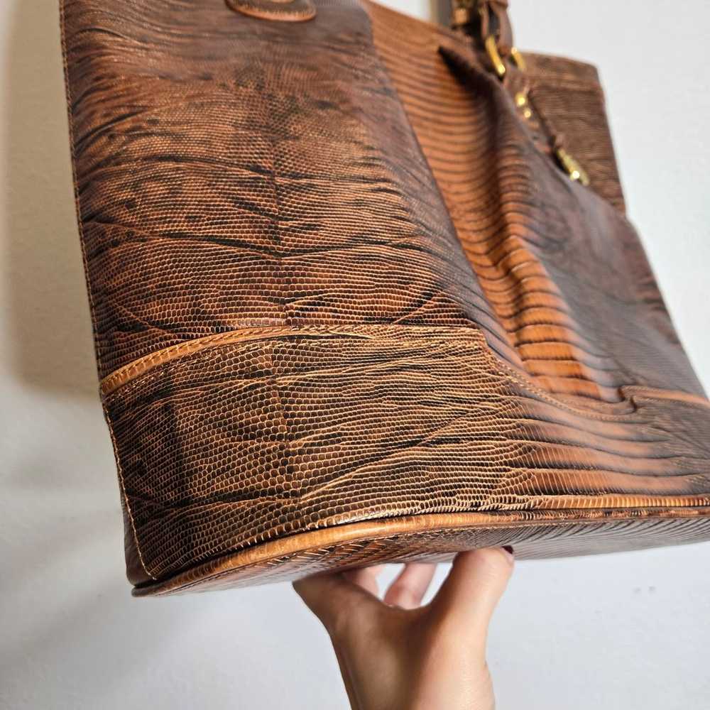 Vintage Brahmin Brown Croc Embossed Leather Tote … - image 9