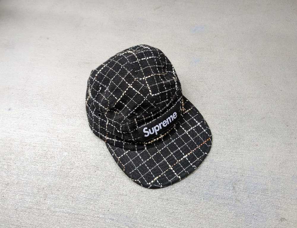 Supreme Supreme Boucle Camp Cap Black White Grid … - image 1