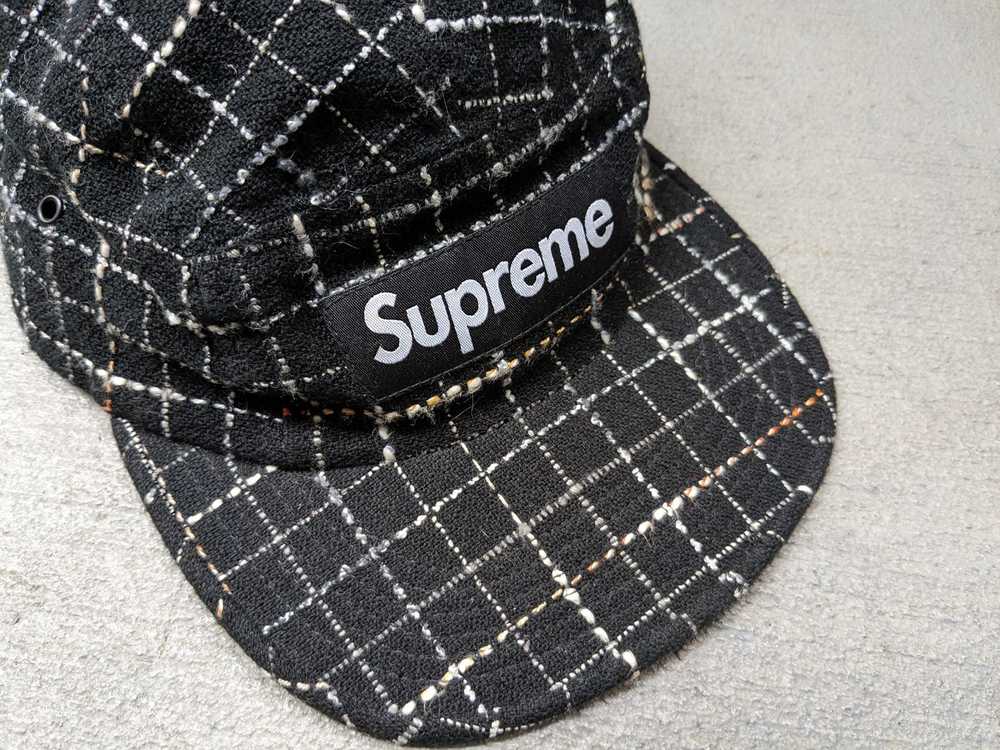 Supreme Supreme Boucle Camp Cap Black White Grid … - image 2