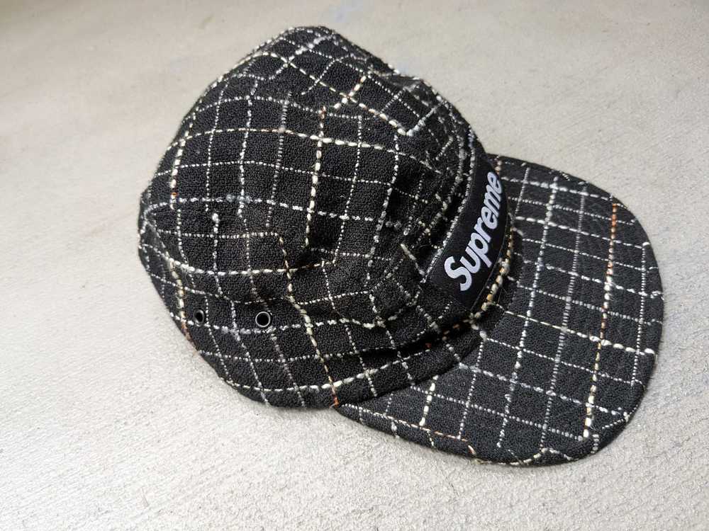 Supreme Supreme Boucle Camp Cap Black White Grid … - image 3