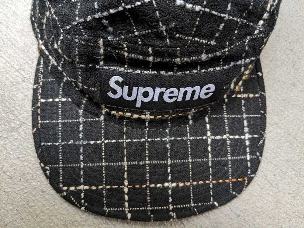 Supreme Supreme Boucle Camp Cap Black White Grid … - image 4