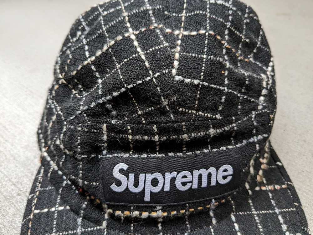 Supreme Supreme Boucle Camp Cap Black White Grid … - image 5