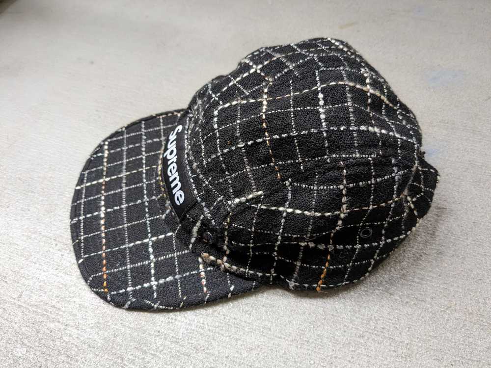 Supreme Supreme Boucle Camp Cap Black White Grid … - image 6