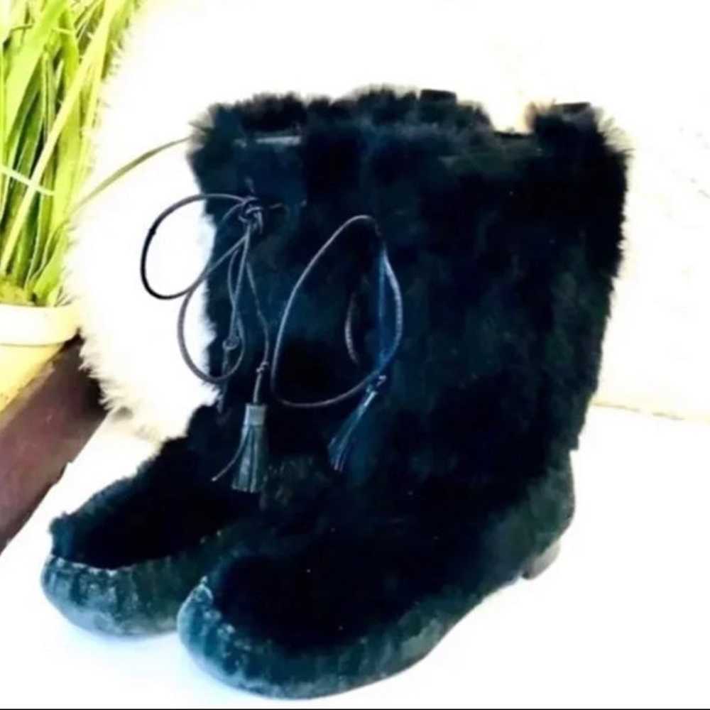 Nine West “Wyomer” Moccasin Boots Black Faux Fur … - image 1