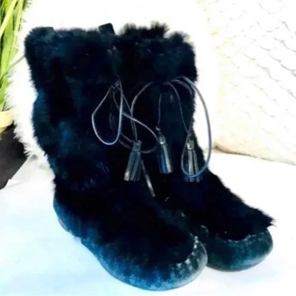 Nine West “Wyomer” Moccasin Boots Black Faux Fur … - image 2