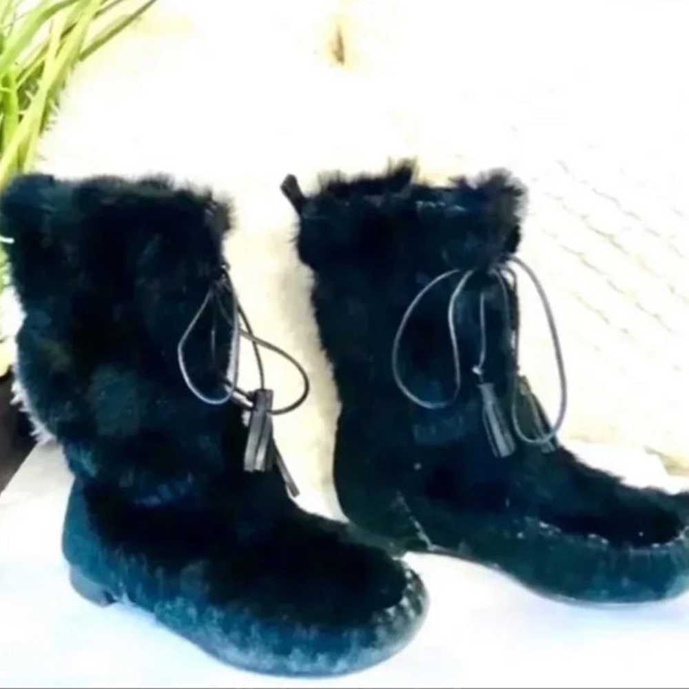 Nine West “Wyomer” Moccasin Boots Black Faux Fur … - image 4