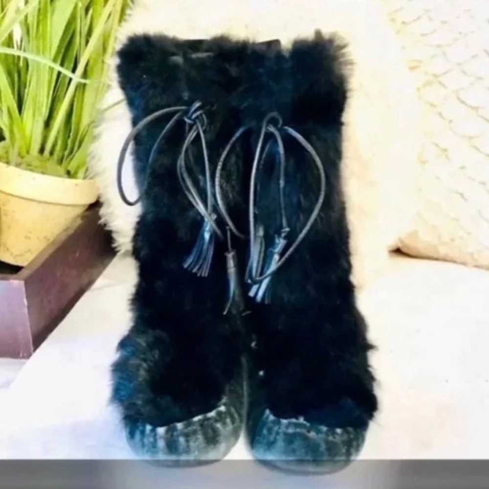 Nine West “Wyomer” Moccasin Boots Black Faux Fur … - image 8