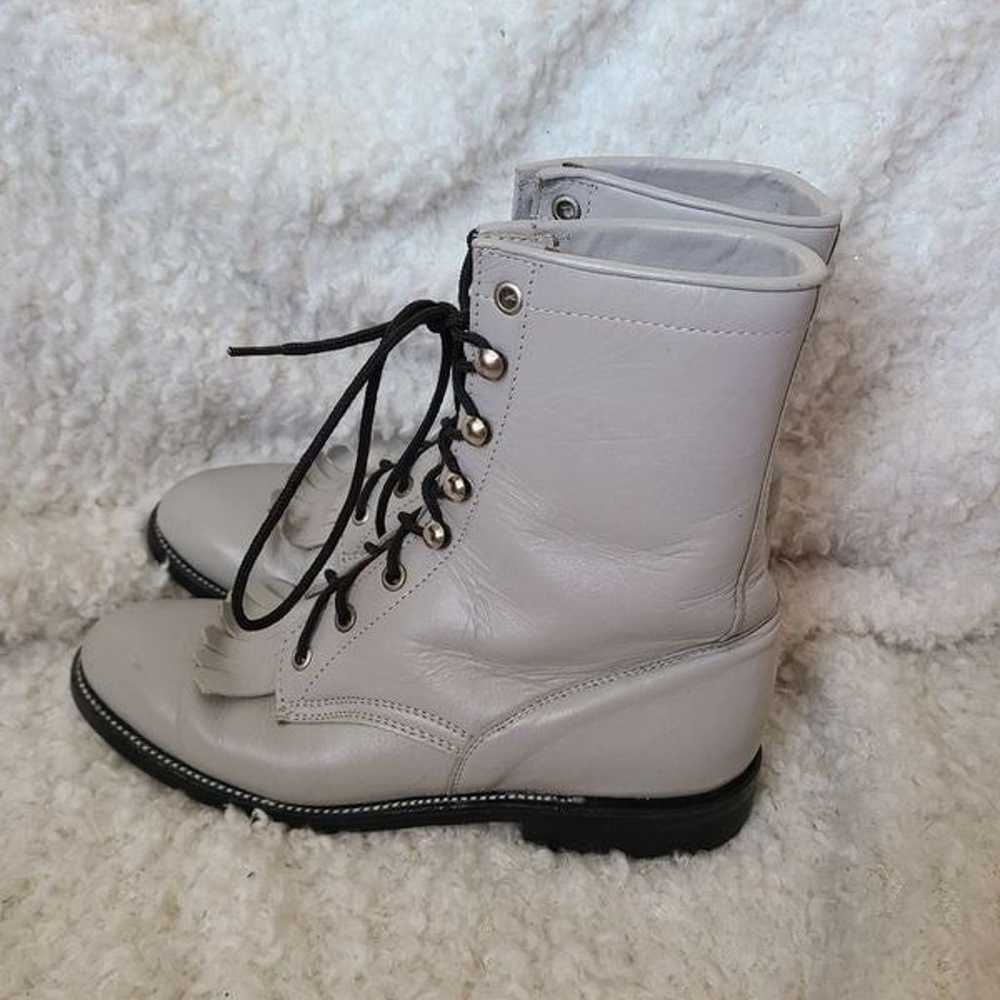 Cowtown gray vintage leather laceup kiltie Wester… - image 4