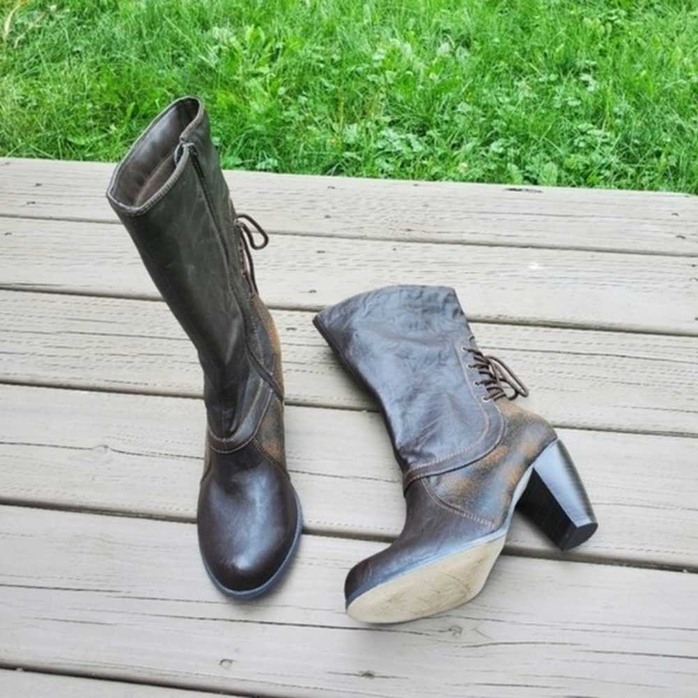 Vintage 90s y2k Bratz Brown Vegan Leather Chunky … - image 8