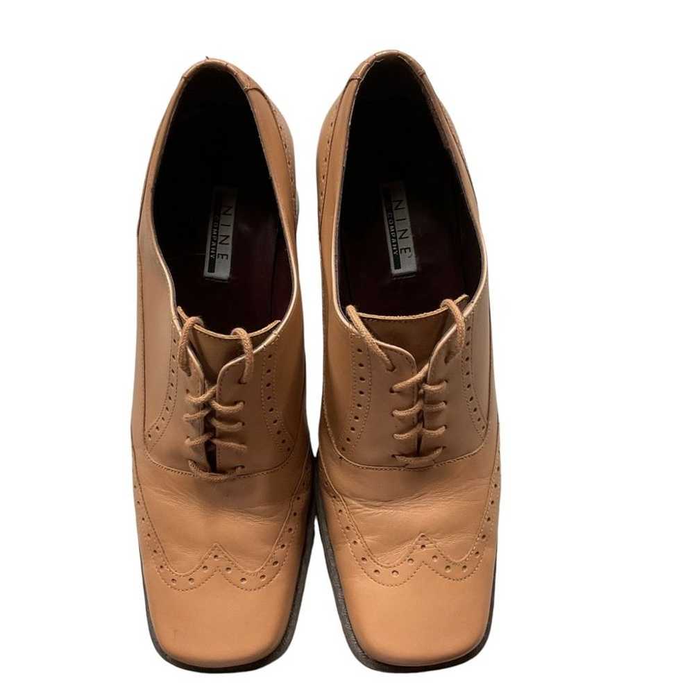 Nine West Tan Leather Oxford Heels Vintage Inspir… - image 3