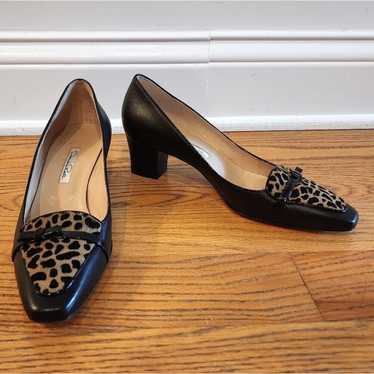 Vintage Oscar de la Renta Leopard Print Block Hee… - image 1