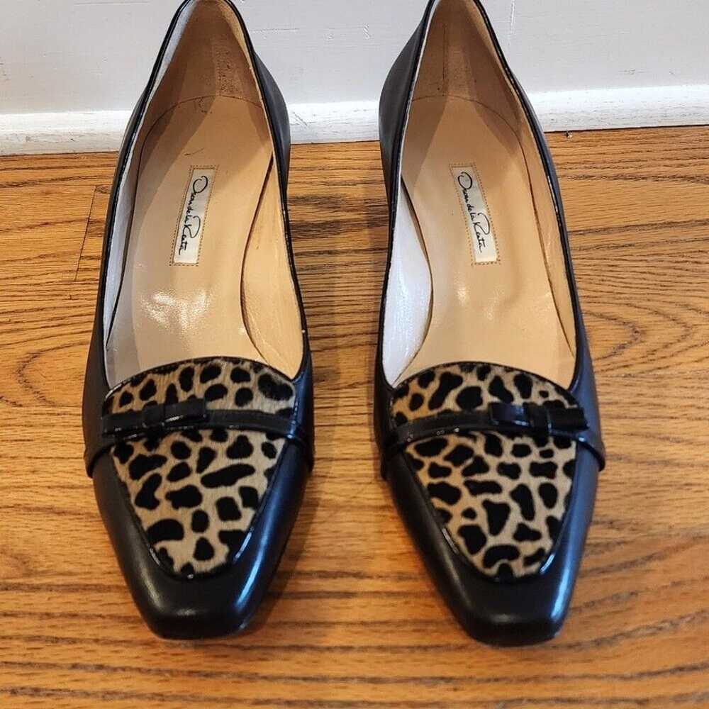 Vintage Oscar de la Renta Leopard Print Block Hee… - image 2