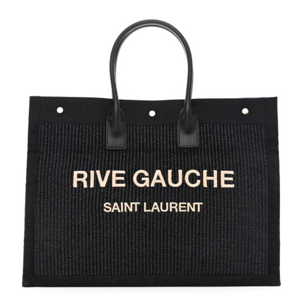 SAINT LAURENT Raffia Linen Calfskin Rive Gauche T… - image 1