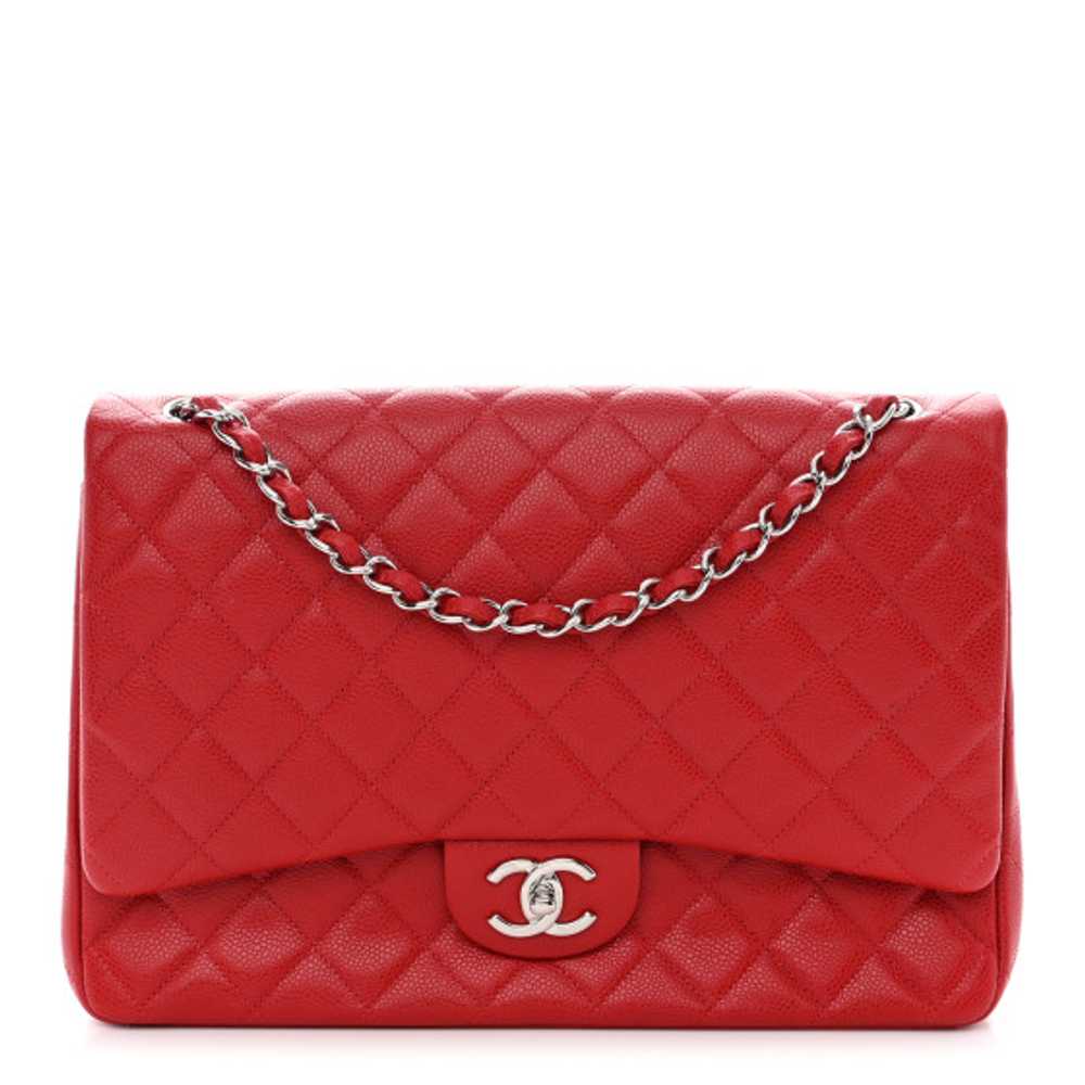 CHANEL Caviar Quilted Maxi Double Flap Red - image 1