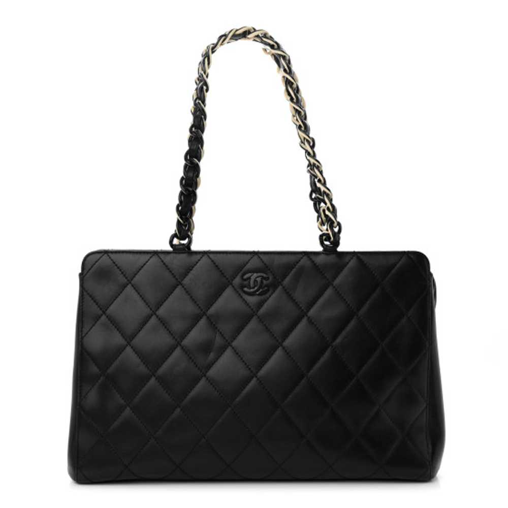 CHANEL Lambskin Bekko Chain Large Shoulder Bag Bl… - image 1