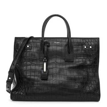 SAINT LAURENT Calfskin Crocodile Embossed Large T… - image 1