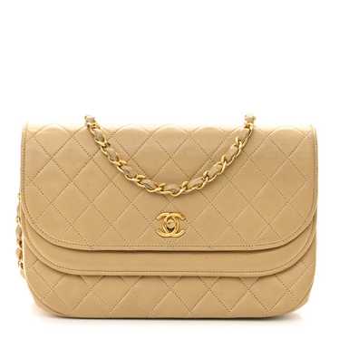 CHANEL Lambskin Quilted Medium Single Flap Beige - image 1