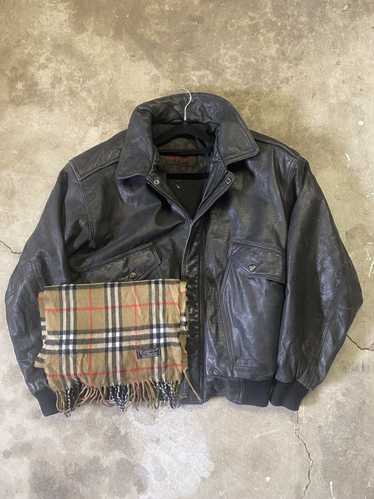 Other Leather bomber jacket with free Burberry sca