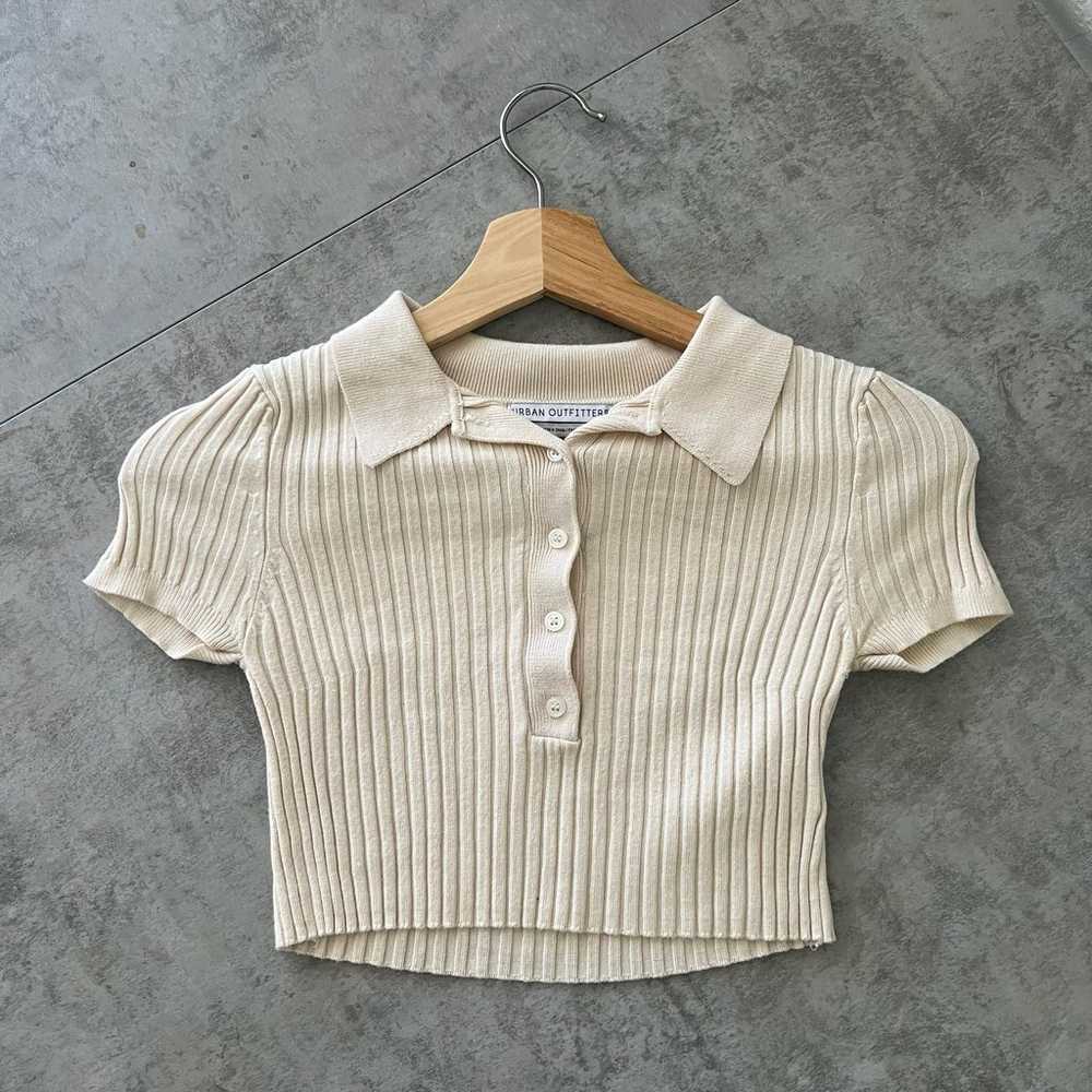 Cream Urban Outfitters Ribbed Short Sleeve Baby T… - image 1