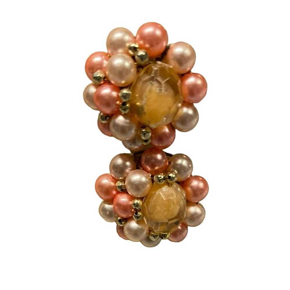 Other Vintage Pink and Orange Wire Beaded Clip On… - image 2