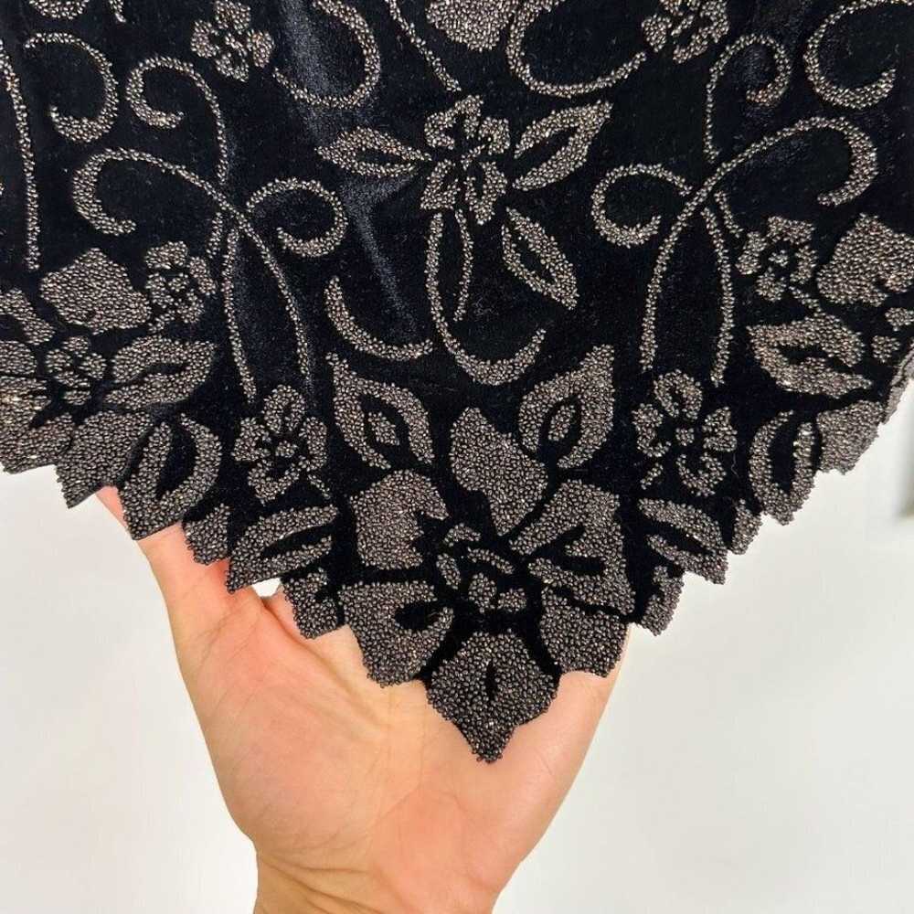 Vintage Tadashi Shoji Floral Beaded Semi Sheer lo… - image 2