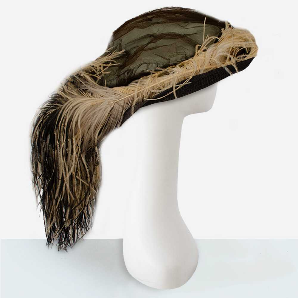 Antique Merry Widow Hat, Ostrich Plumes | Edwardi… - image 3