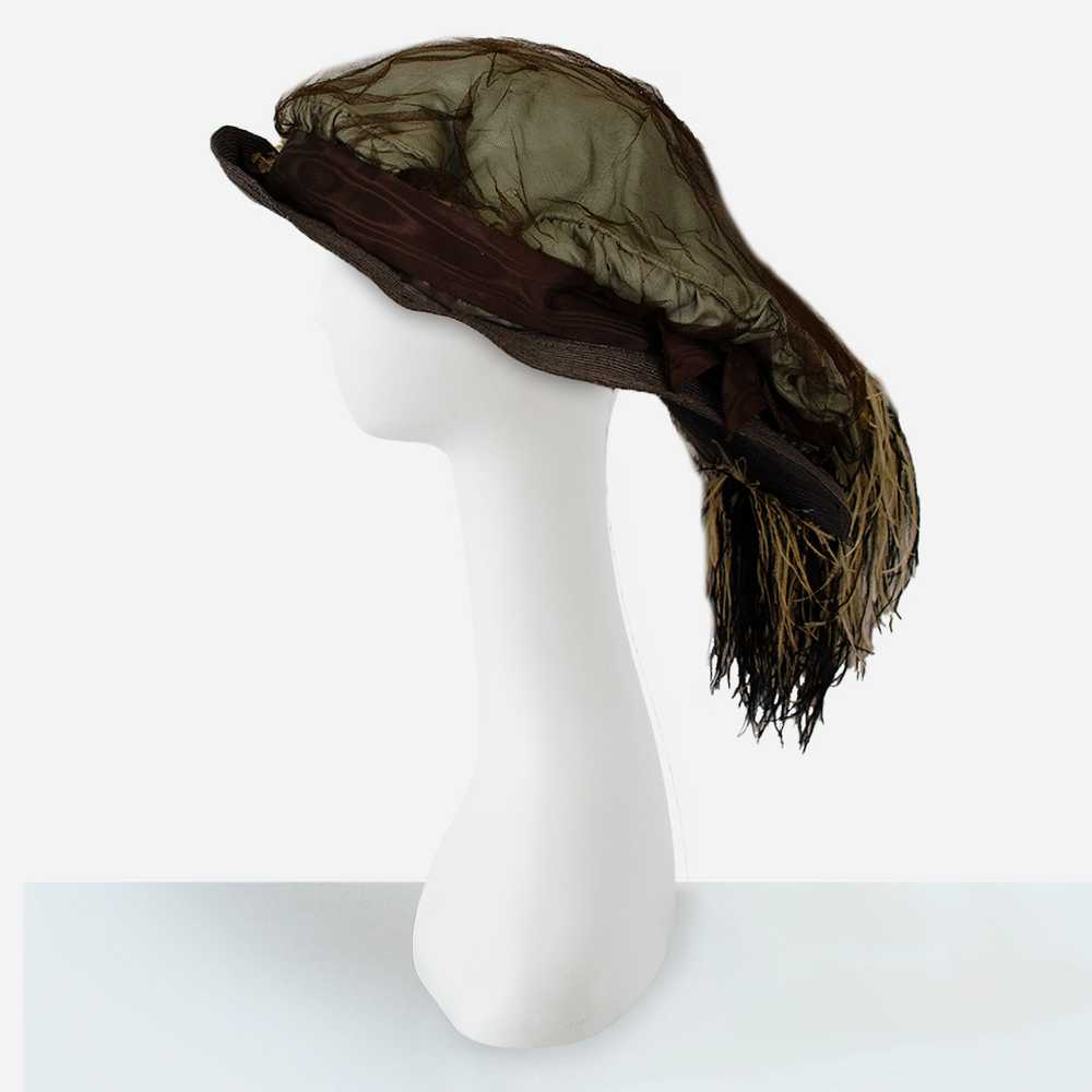 Antique Merry Widow Hat, Ostrich Plumes | Edwardi… - image 4