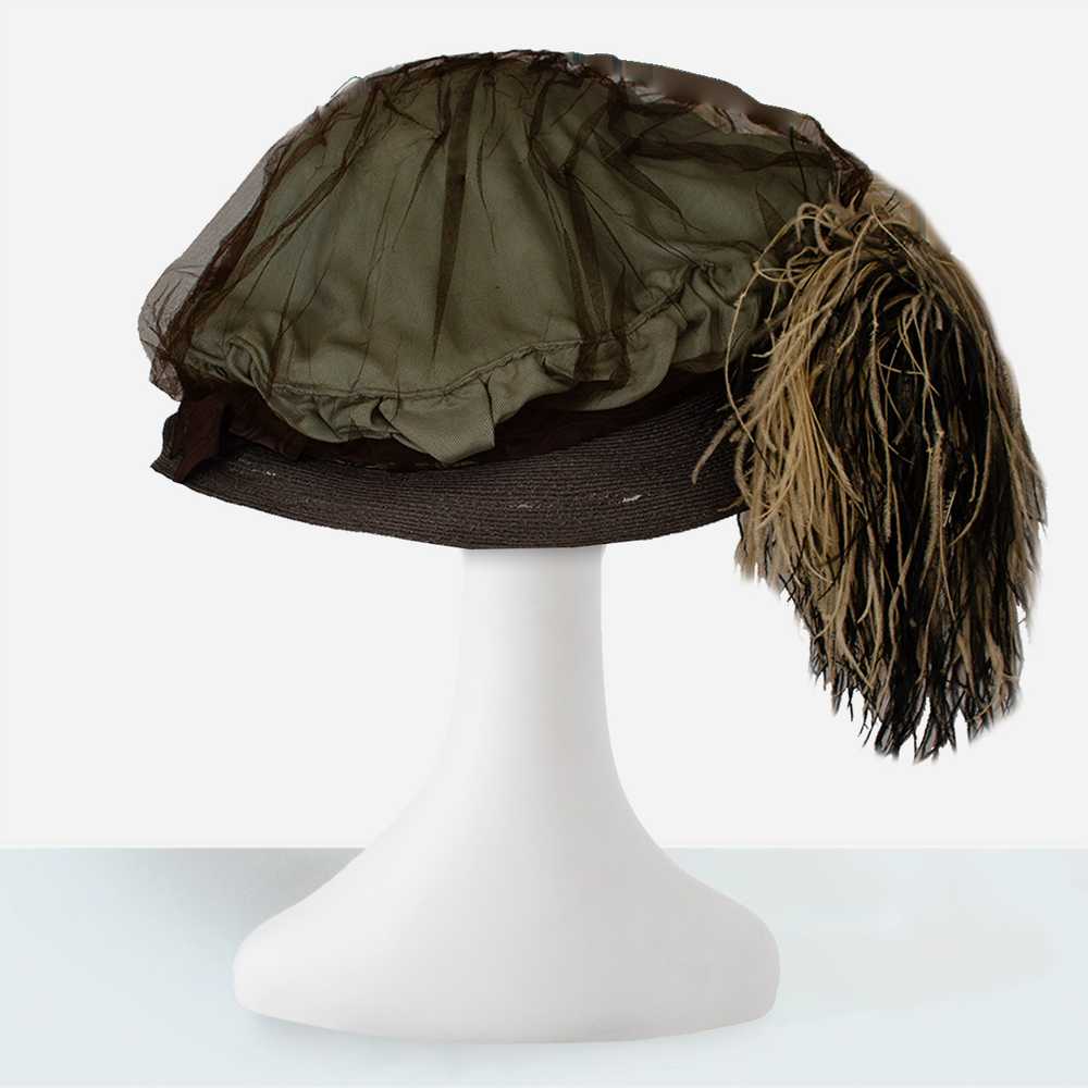 Antique Merry Widow Hat, Ostrich Plumes | Edwardi… - image 6