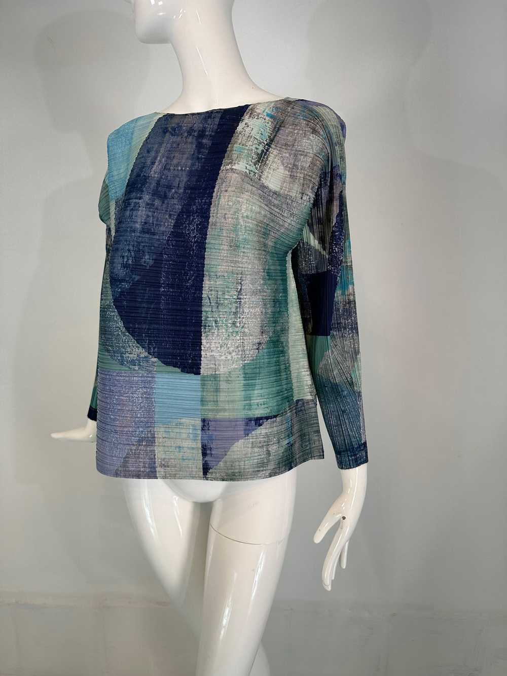 Issey Miyake Pleats Please Blue Grey Modernist Lo… - image 2