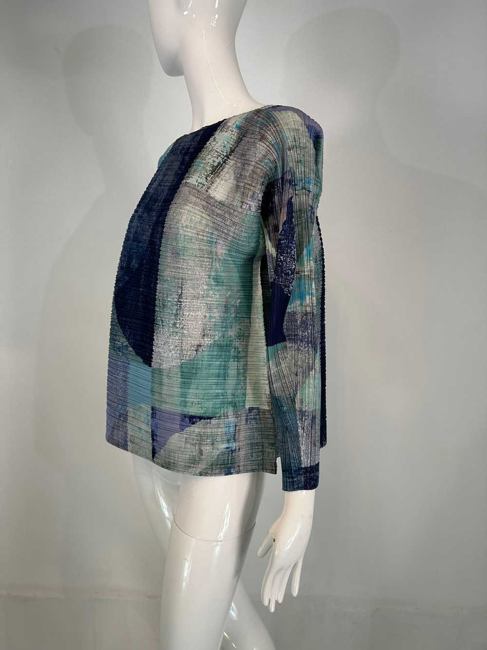 Issey Miyake Pleats Please Blue Grey Modernist Lo… - image 3