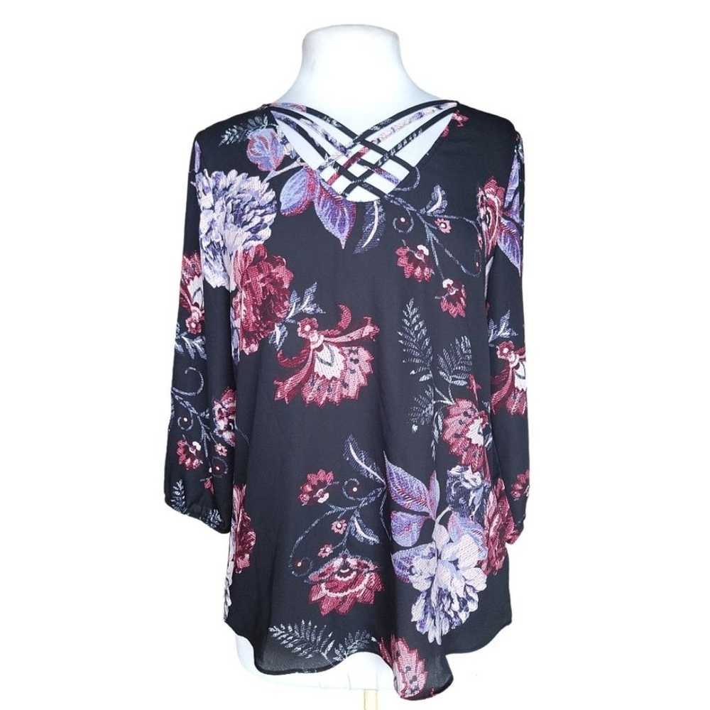 Maurices | Women's Black Floral Crisscross Front … - image 1