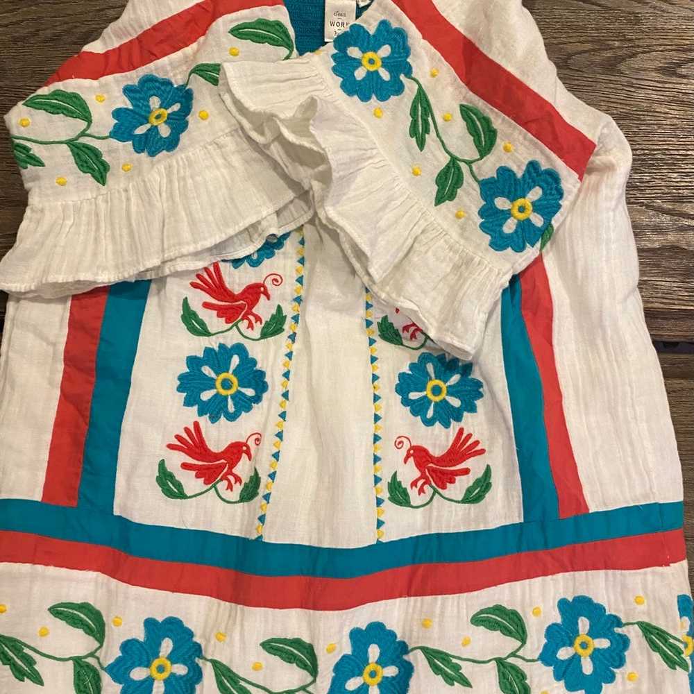 Embroidered Peasant style top, Size 10 - image 2