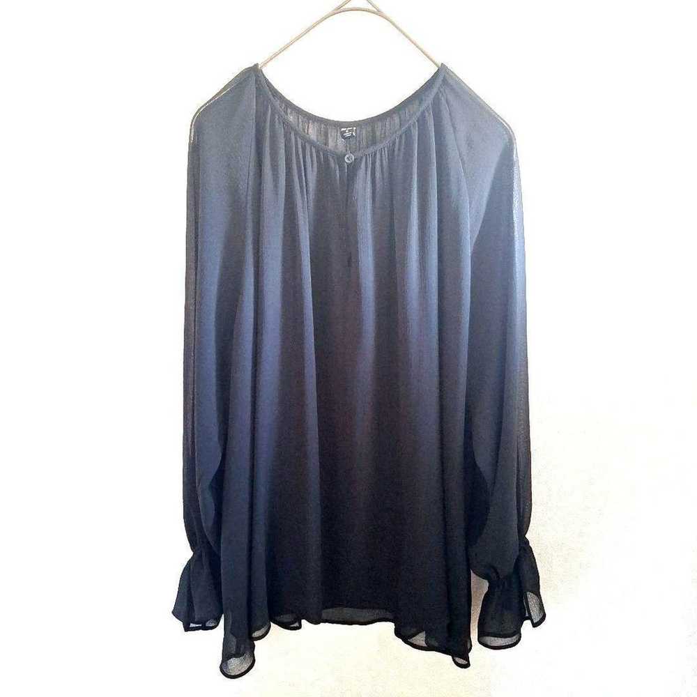 Excellent Condition Uniqlo Sheer Blouse Size M Bl… - image 2