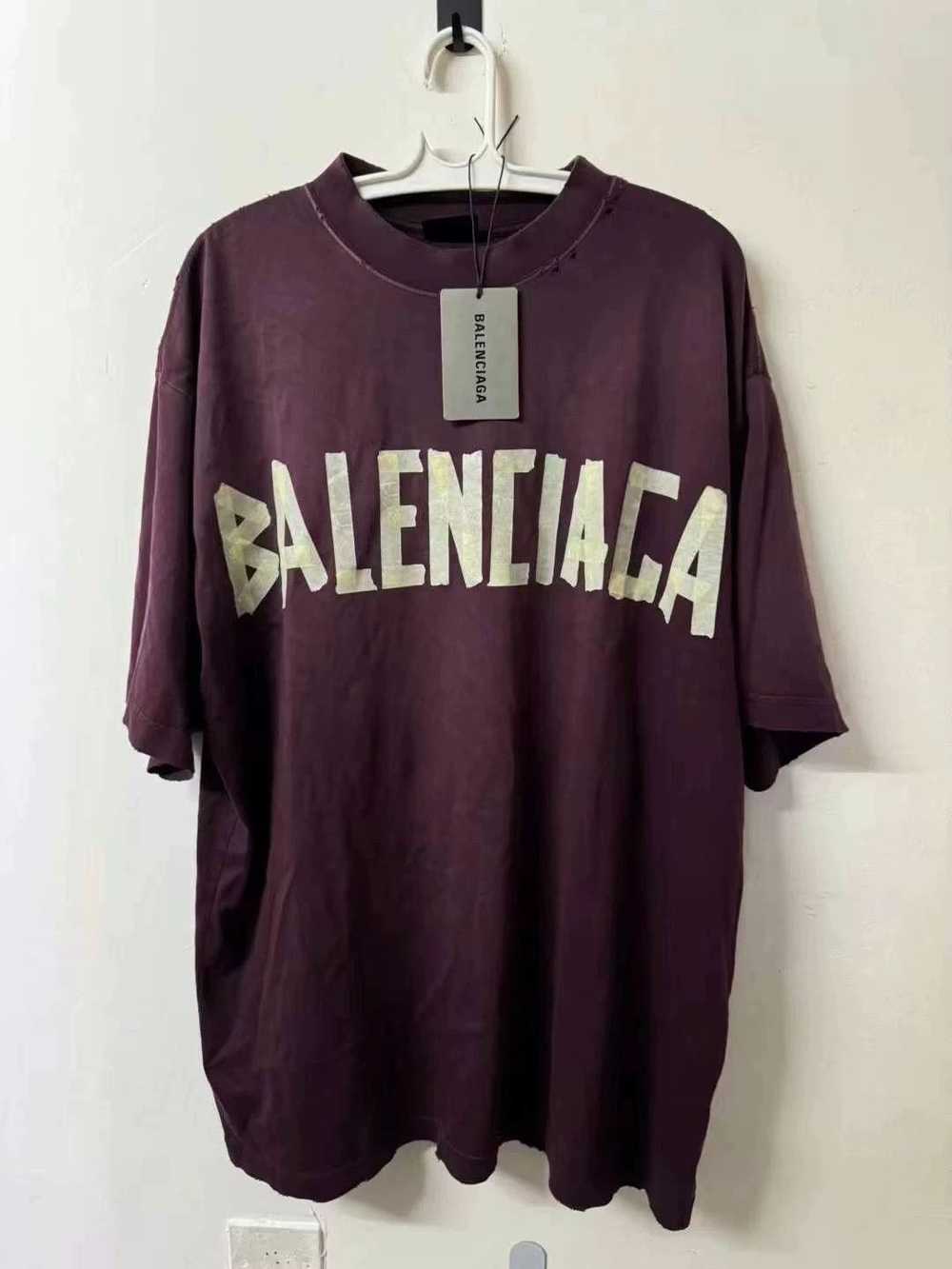 Balenciaga Balenciaga wine red tape short sleeved… - image 1