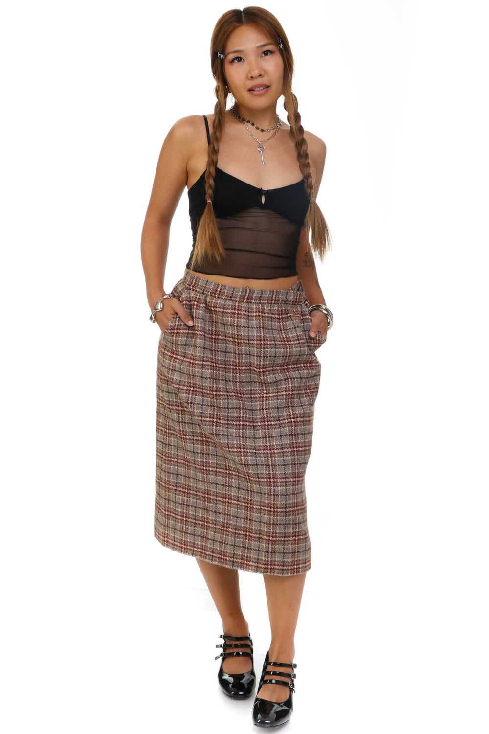 Vintage 90's Pendleton Plaid Wool Skirt - S - image 3